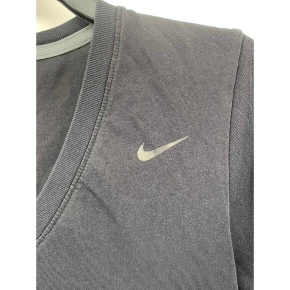 NIKE Women's Black-White V-Neck Swoosh Short Sleeve Active Top SZ S - Picture 6 of 10